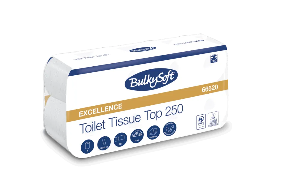 Papier toilette - 3 plis - pure cellulose - 250cps - 72 rlx