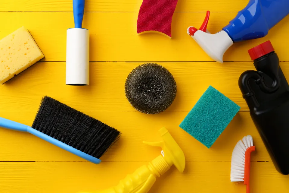 Brosse à récurer 40cm bleu alimentaire